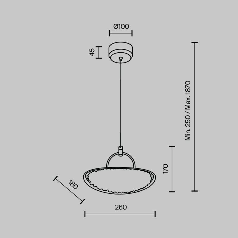 Подвесной светильник 25*18*185 см, LED 8W, 3000 / 6000K, Черный, Золото MODESTYLE MS.2326.1