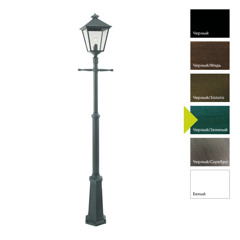 Фонарный столб 32*32*191-279 см, E27*100 (накал.) 77 (гал.)W, Natural Concepts Norlys London Big 289BD, BG (Черный/Зеленый)