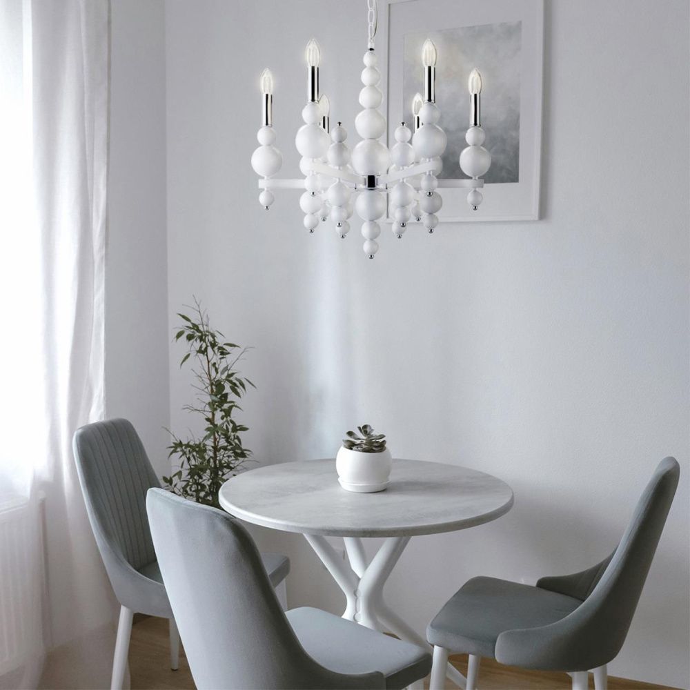 Люстра *62*-94 см, 6*E14*40W, Lumion NANA 8260/6, белый, хром