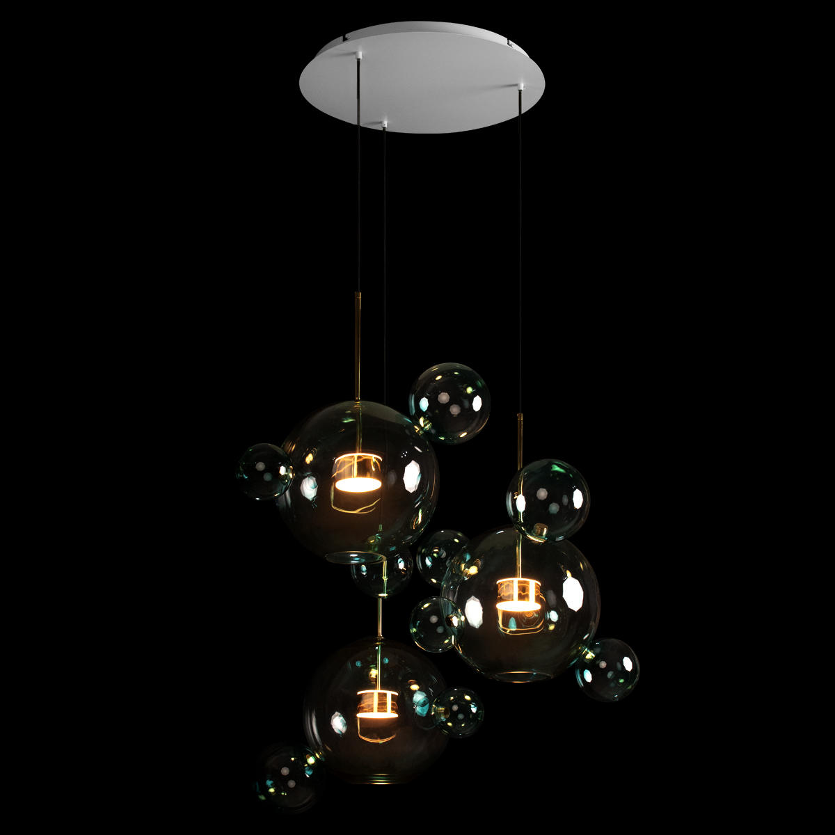 Подвесной светильник 78,5*68 см, 3*LED*10W LOFT IT Bolle 2027-D3 Blue золото