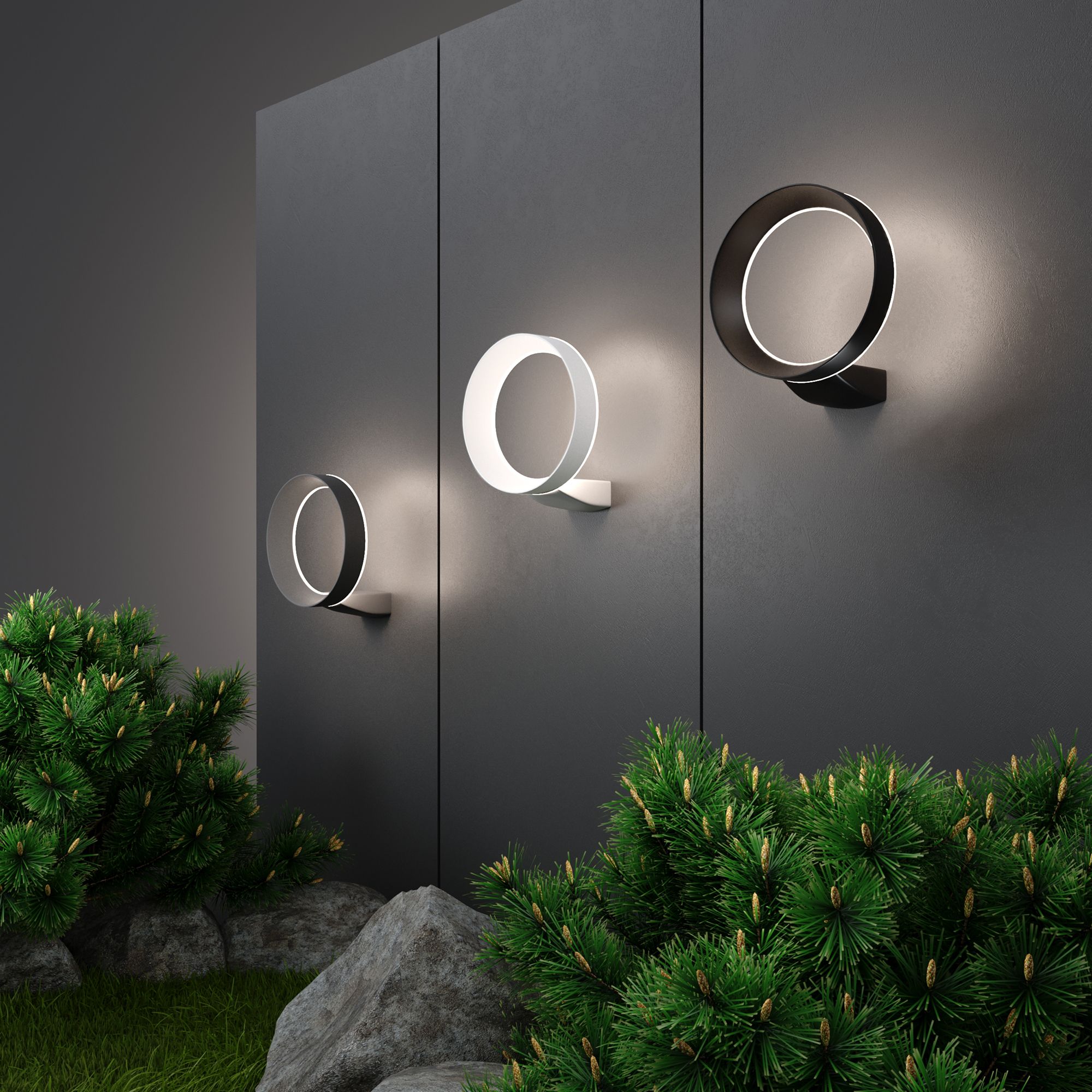 Уличный настенный светодиодный светильник Ring IP54 1710 TECHNO LED серый Elektrostandard