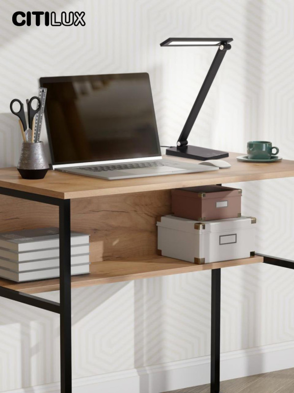 Светильник 16,5*11,5*38/65 см, 9W 4000K Citilux CL803081 Ньютон Черный, с USB
