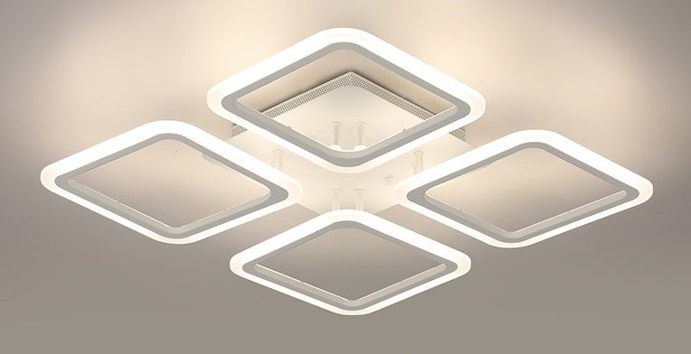 Люстра L500 x W500 x H90, мм, 88W 3000-6000K, WT (Белый) Rilon 3012/4L B WT