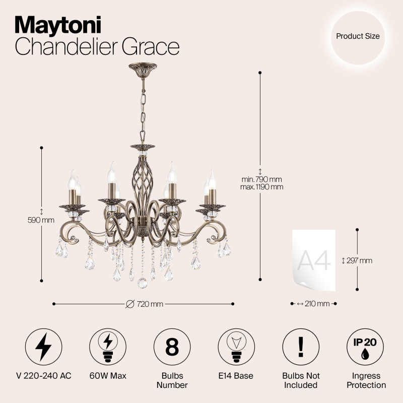 Люстра Maytoni RC247-PL-08-R бронза