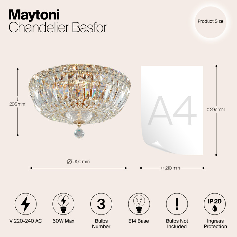 Хрустальная Люстра диаметр 31 см Maytoni DIA100-CL-03-G Royal gold (золото)