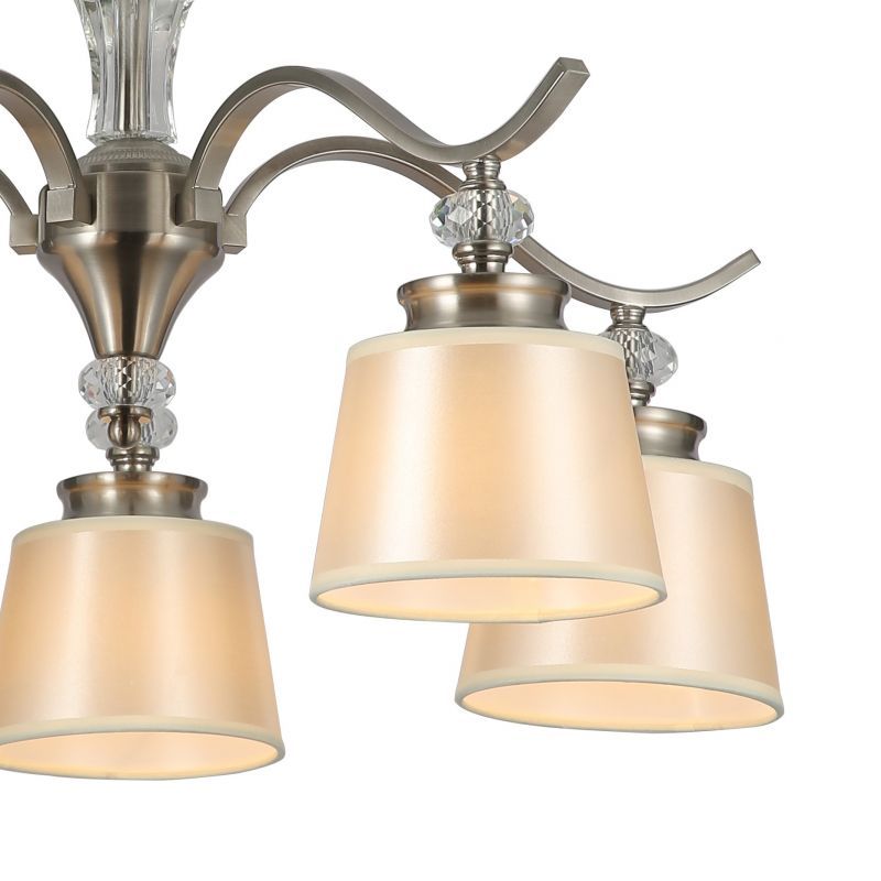 Люстра F-Promo Unitas 2852-5P, D610*H375, никель, хрустальный декор, плафон из ткани жемчужно-кремового оттенка
