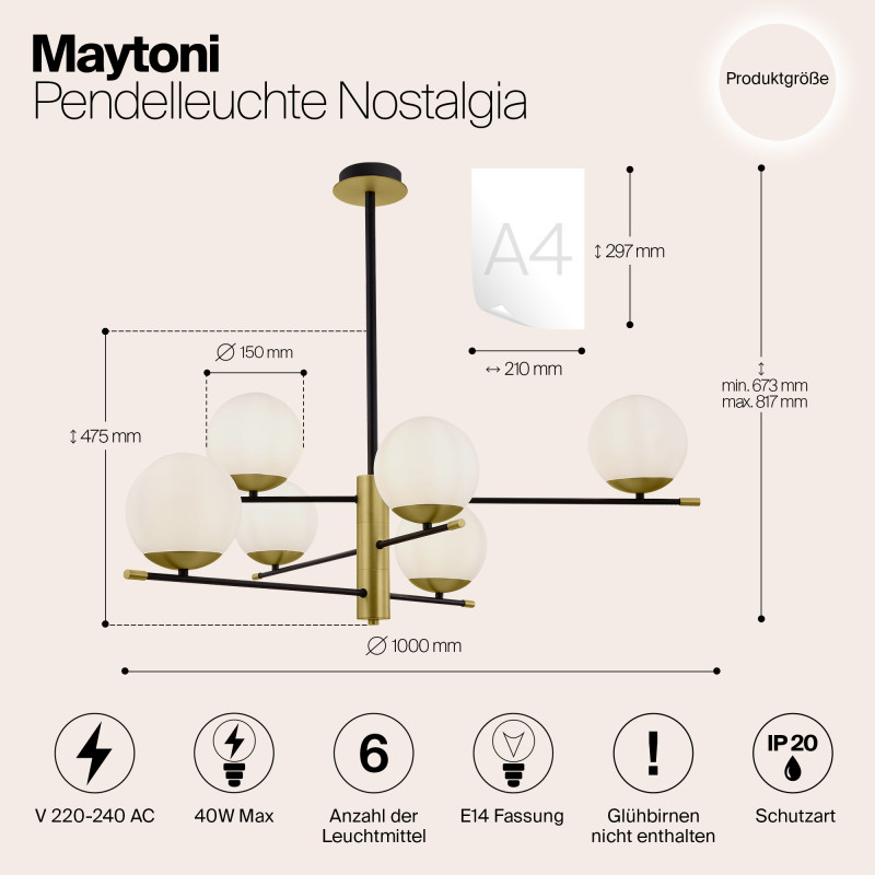 Подвесной светильник Maytoni Nostalgia MOD048PL-06G