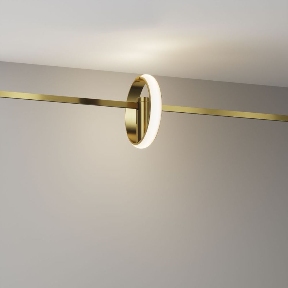 Трековый магнитный светильник 19 см, 10W, 3000K, Maytoni Technical Zero Flarity TR230-1-10W3K-BS, латунь