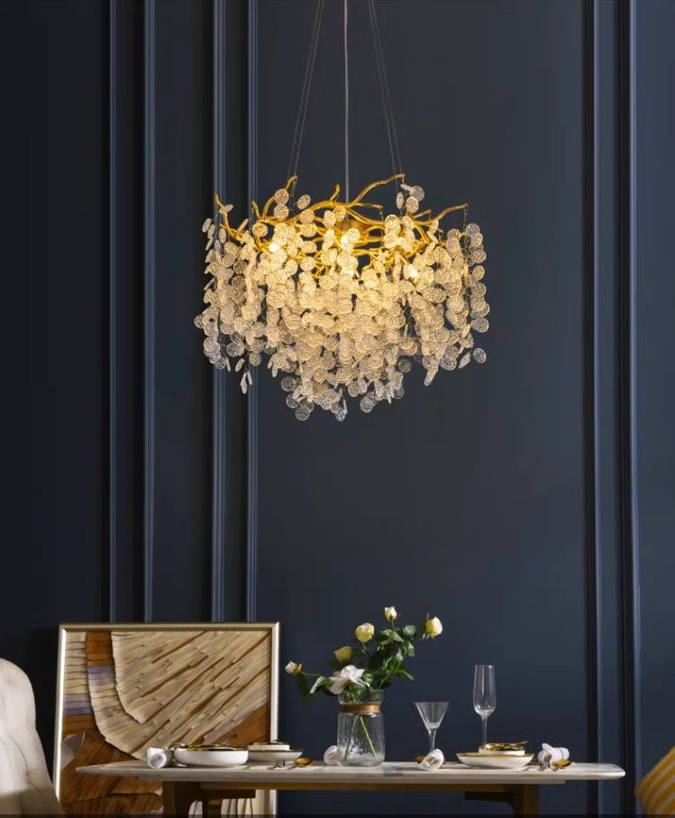 Светильник DZN-13588 ЗОЛОТО / МАТОВЫЙ+ПРОЗРАЧНЫЙ D600*450/H1500/8/E14/40W COINS 24-12