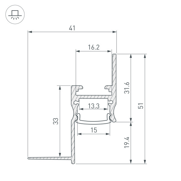 Профиль Arlight 045554 300*4,1*5,1 см. Цена указана за 3 метра. Продается кратно 3 метрам.  экран отдельно