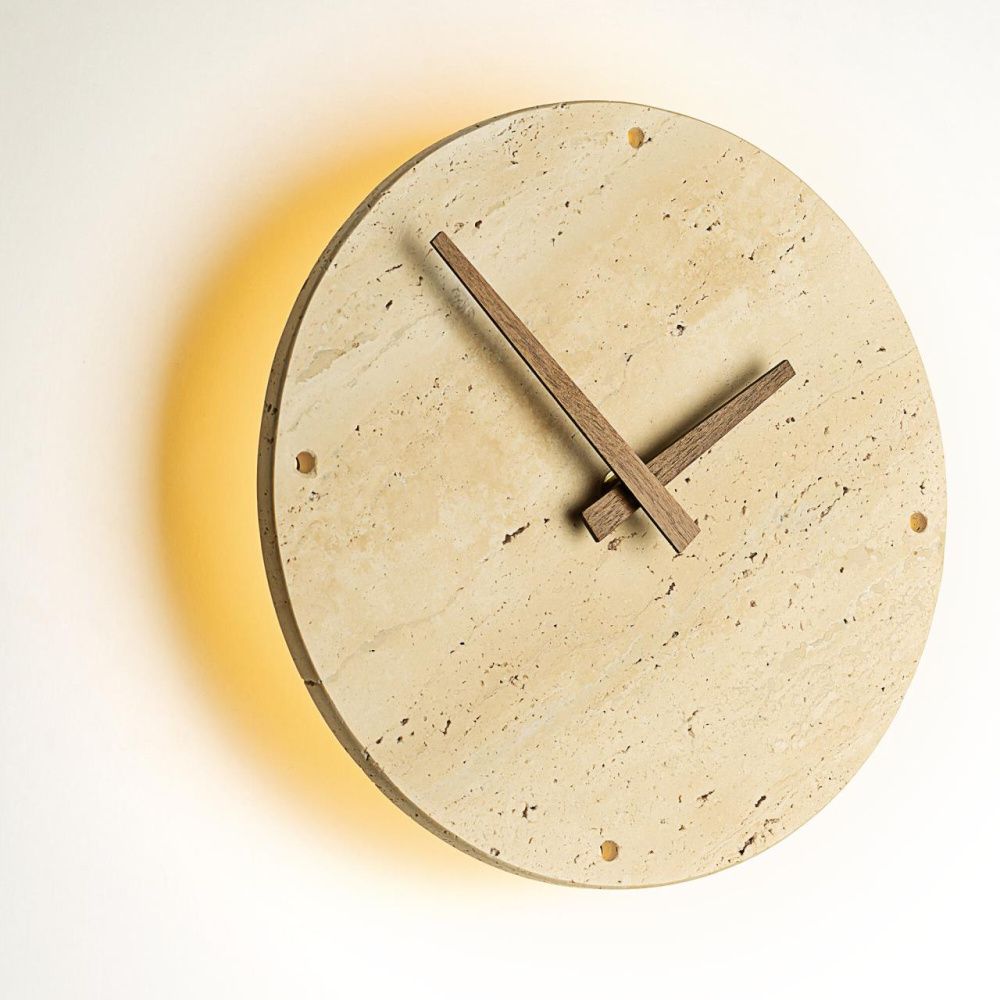 Светильник настенный с часами 23 см, 12W, 3000K, Citilux MARES CL246015 LED,  камень