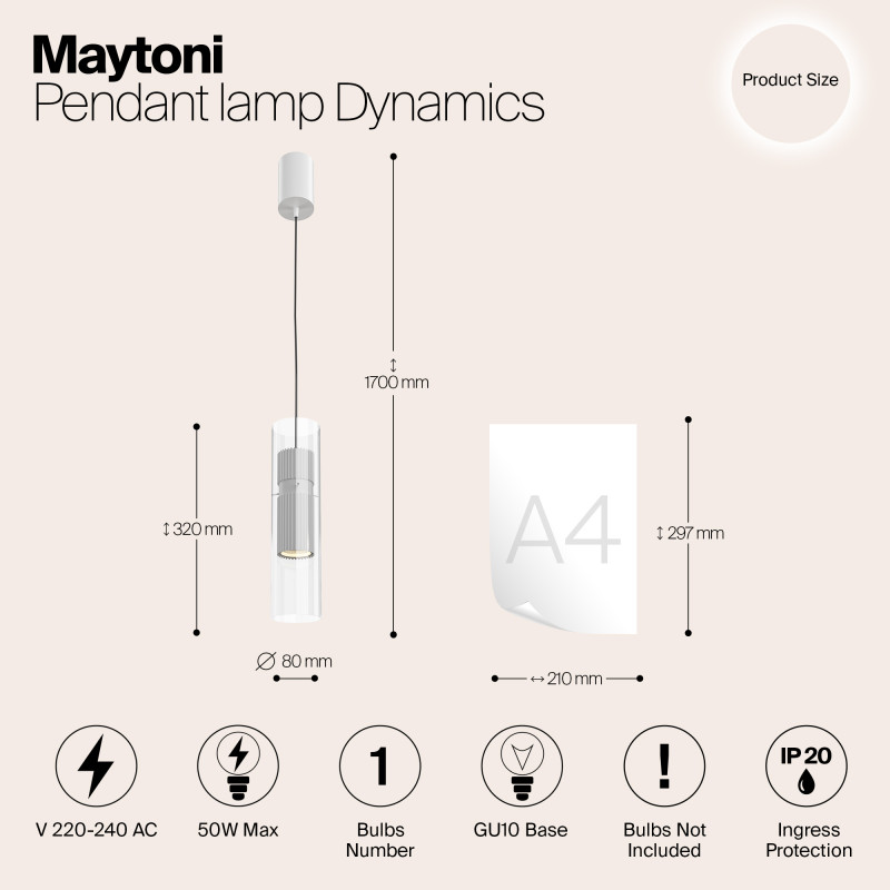 Светильник 22 см, Maytoni Dynamics MOD326WL-02W, белый