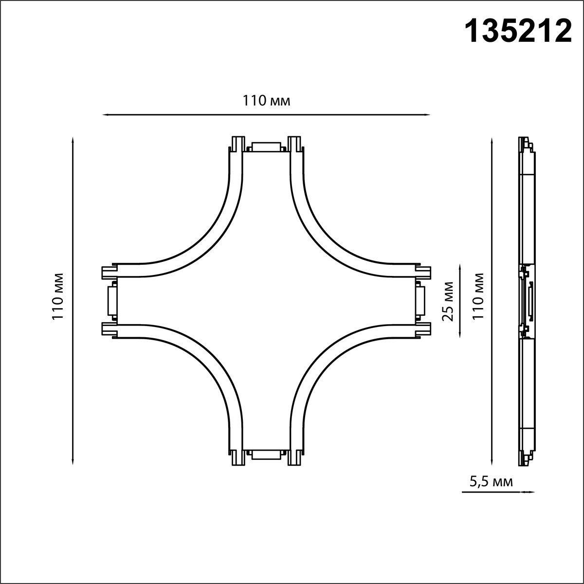 Соединитель с токопроводом "X" Novotech SHINO 135212, белый