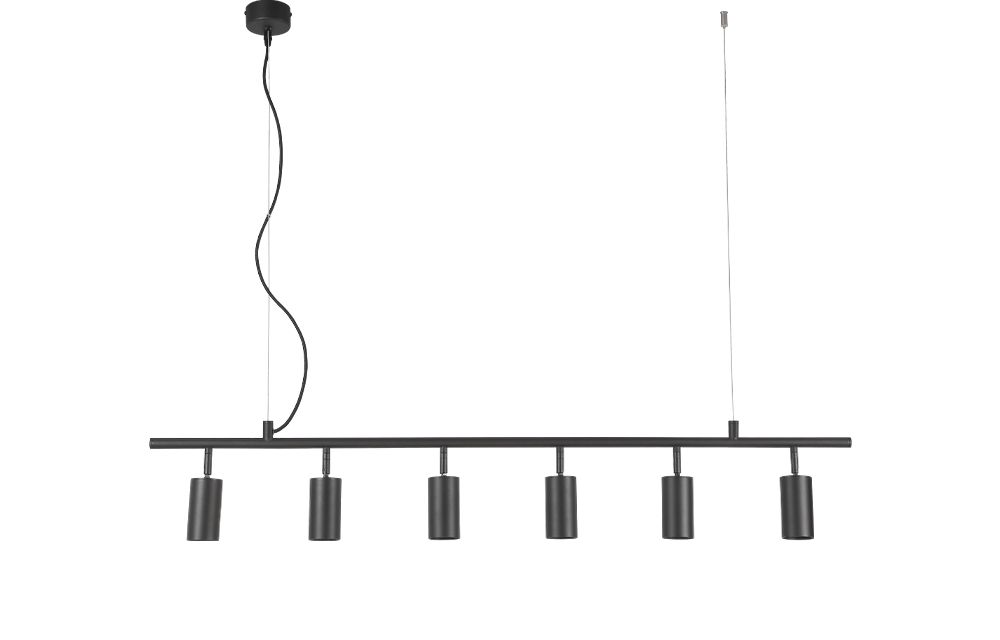 Светильник потолочный 120*5,6*150-200 см, 6*GU10*50W, Crystal Lux Rivo CLT 015C6 L1200 BL, Черный
