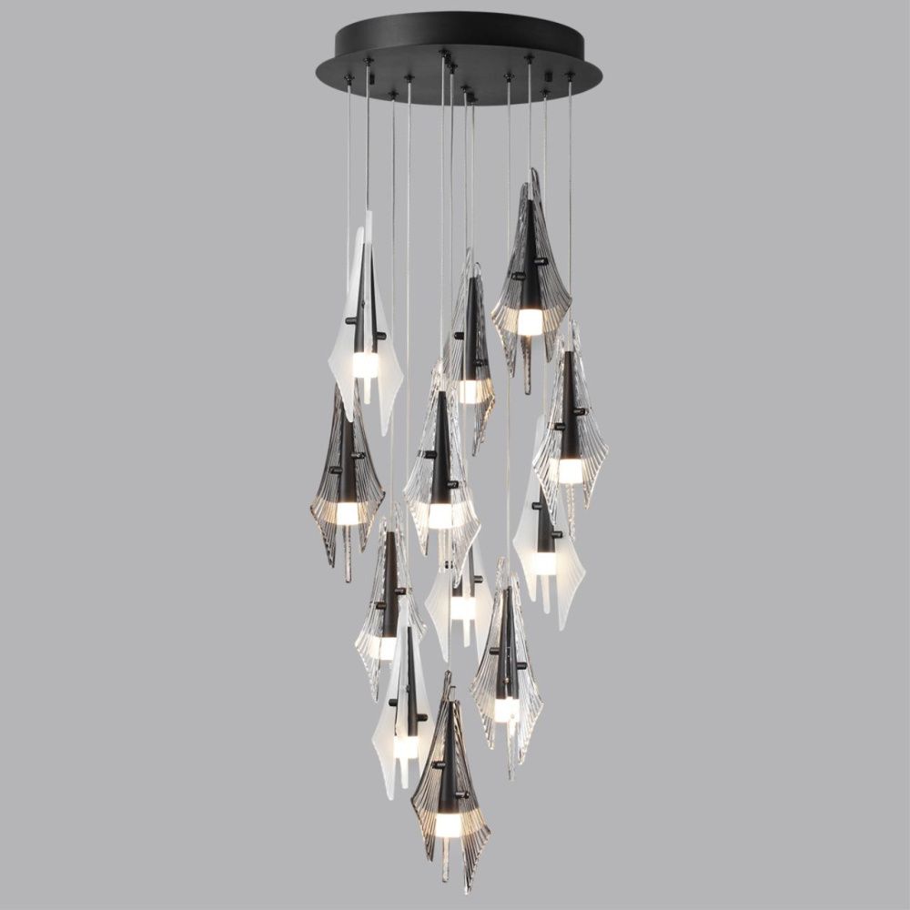Люстра каскадная *53*70-238 см, 12*LED*5,75W, 3000K, Odeon Light Afalina 5442/69L, черный