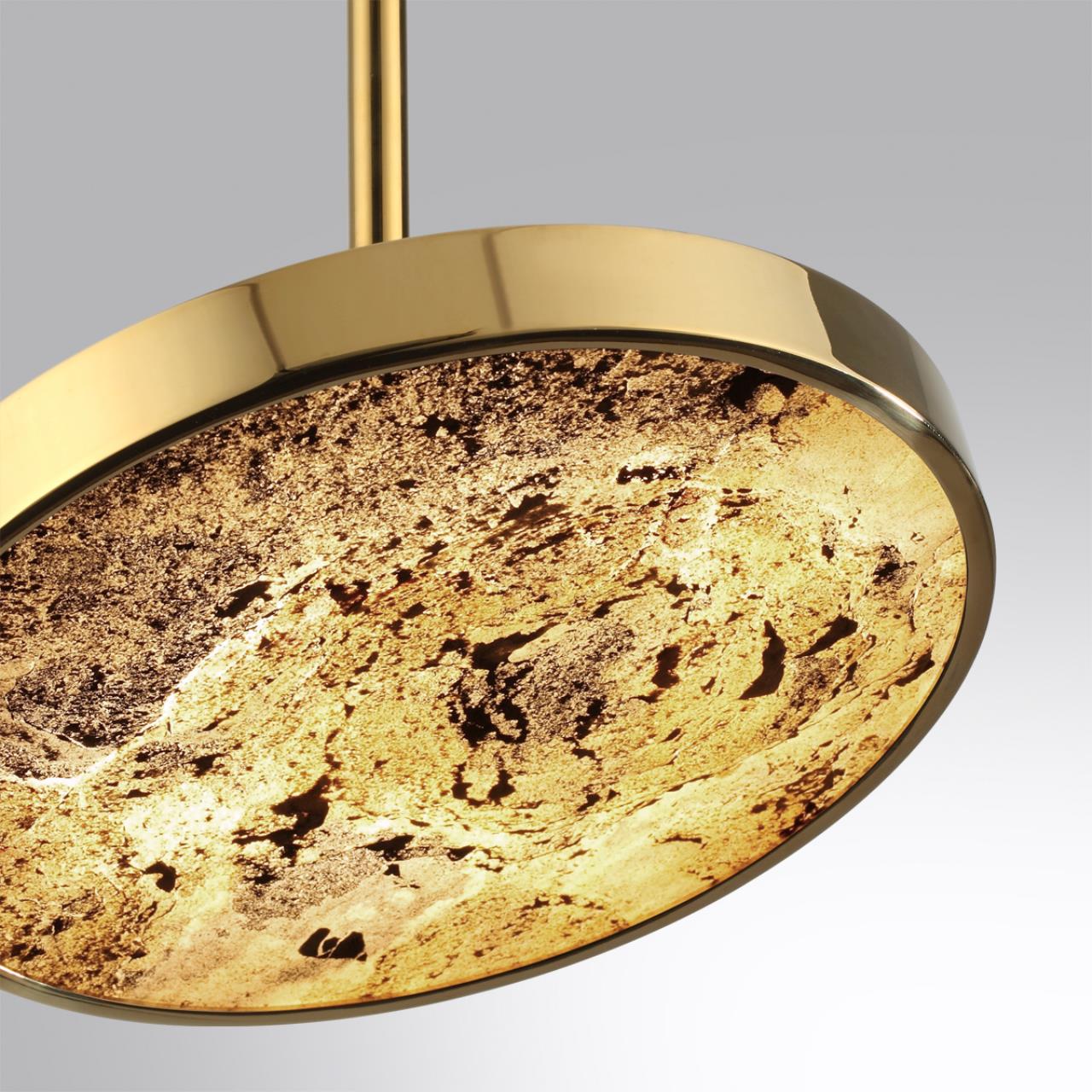 Подвес 23,6*23,6*180 см, LED 1*15W, 3000-4000-6000 К, Odeon Light Bergi 5079/15L, золотой глянцевый/серо-бежевый