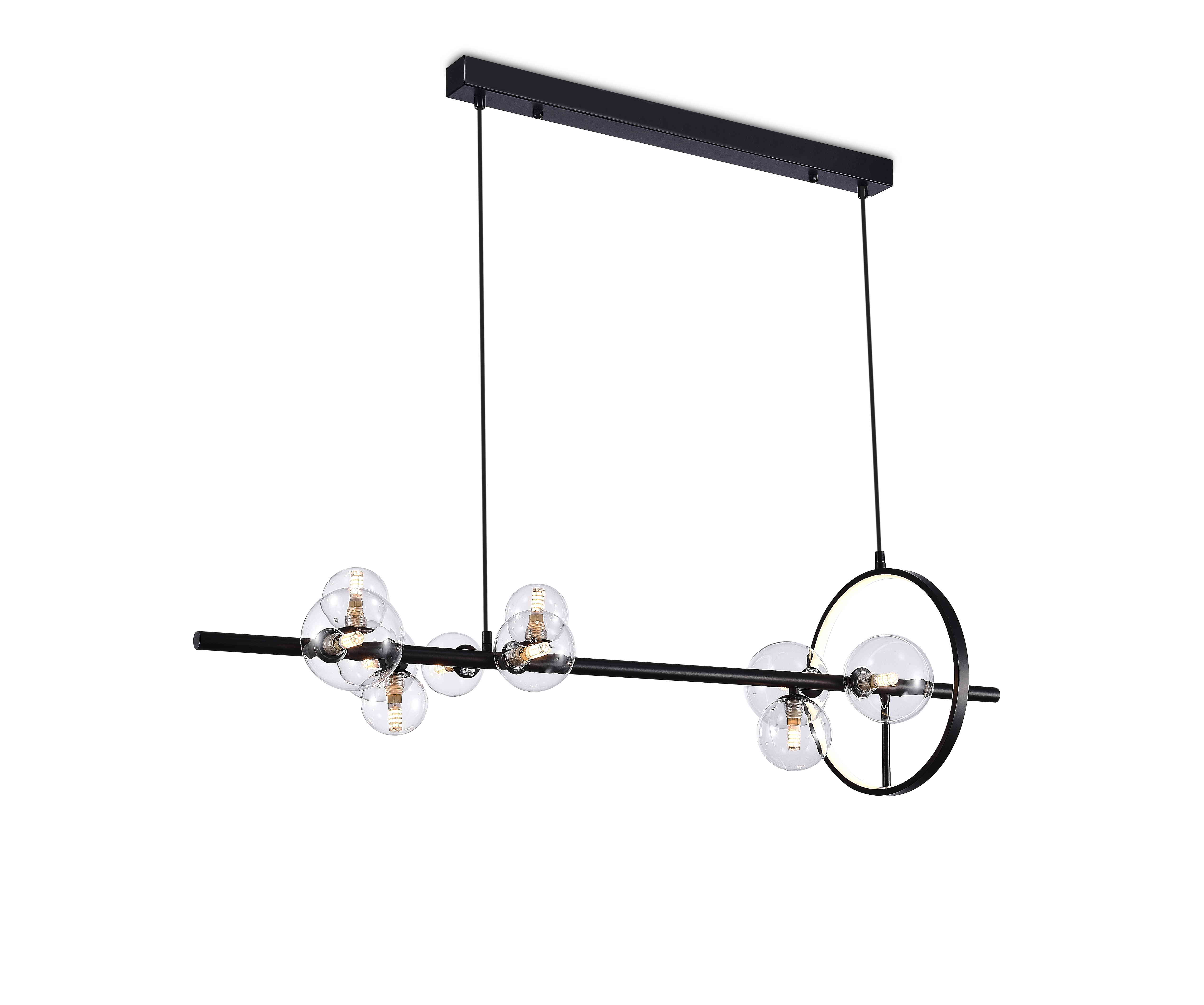 Люстра  1200*280*300, G9 x 10+LED*17W*G9, 30W NewRgy LOFT D2031L-DWS-10 BLACK, Черный