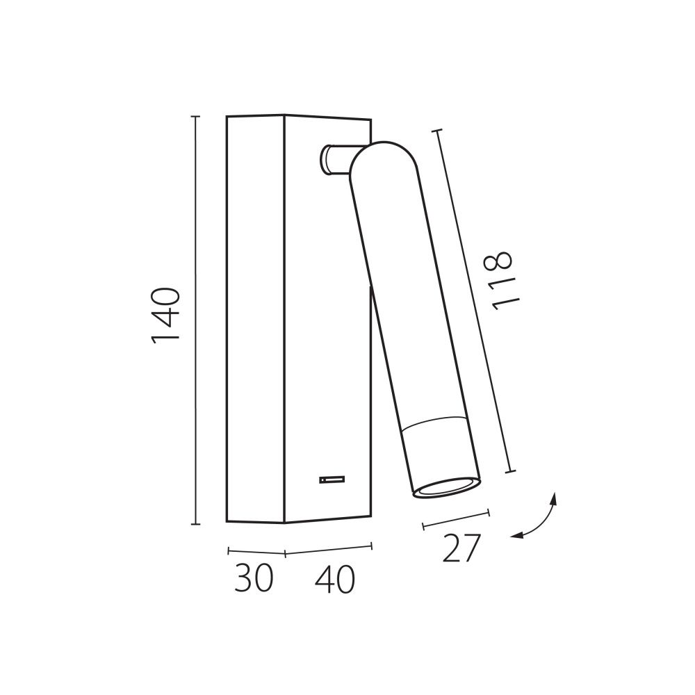 Бра 3*4*14 см, *3W, 3000K, Lightstar Omega 200736, Белый