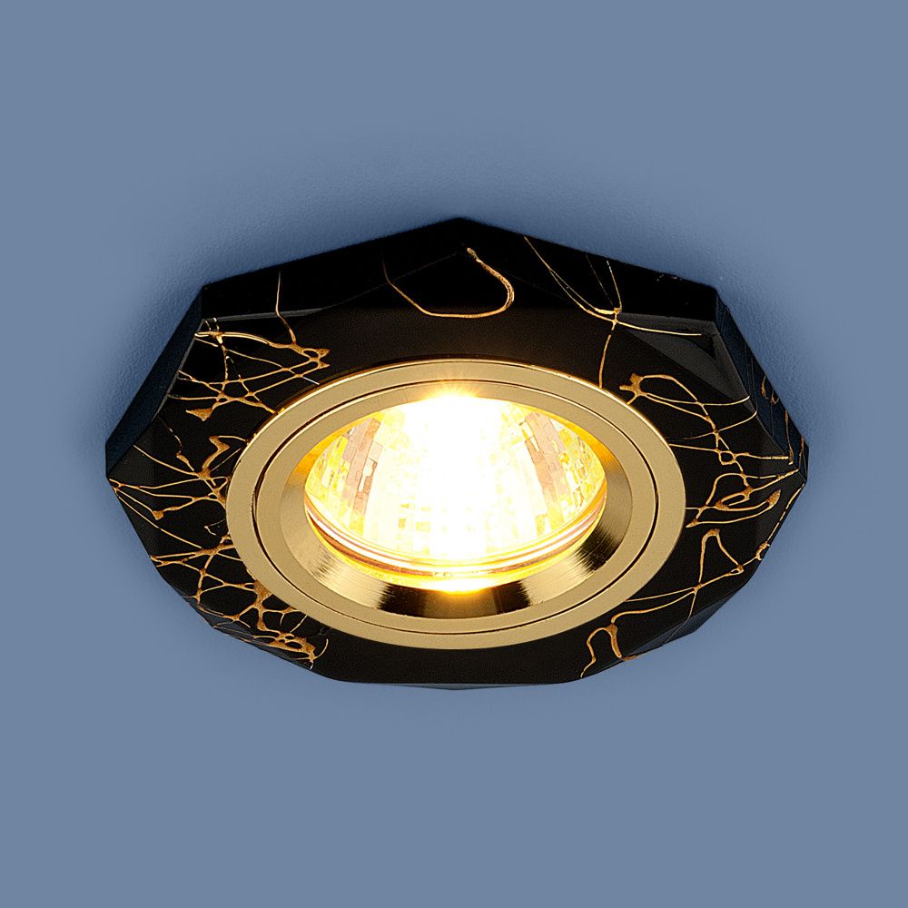 Встраиваемый точечный светильник Elektrostandard 2040 MR16 BK/GD, черный-золото
