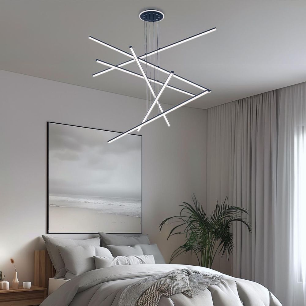 Люстра подвесная 120*21-130 см, LED 200W, 3000-5500K, 18000Lm, 27 м2 Citilux Trent CL203761  с пультом черный матовый