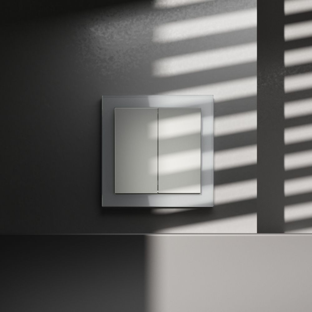 Перекрестный переключатель встраиваемый двухклавишный 10А, сталь Voltum S70 VLS020505, Пластик Soft touch