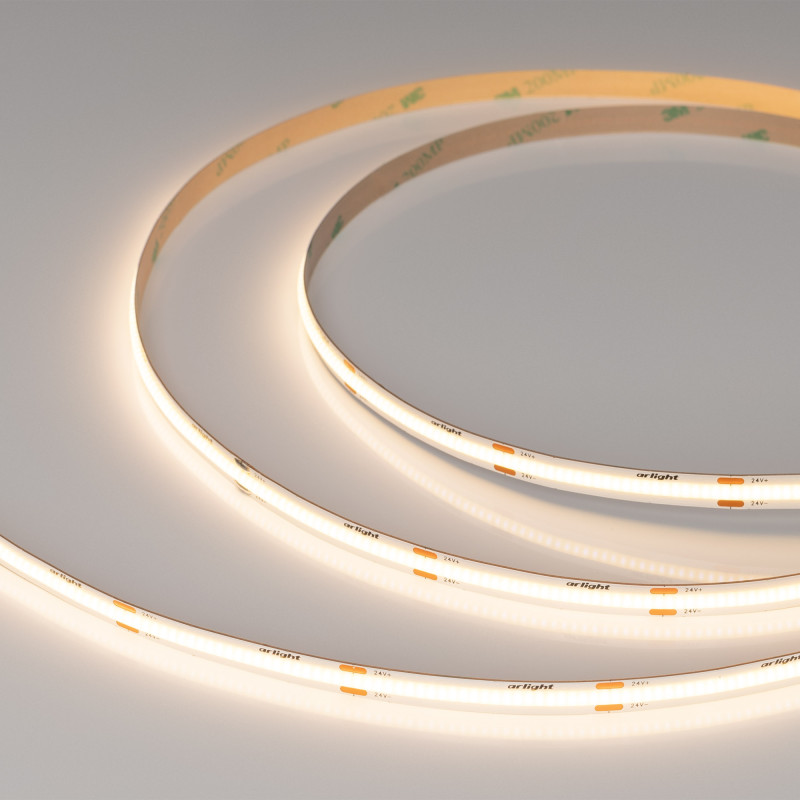 Лента COB-X480-8mm 24V Warm3000 (8 W/m, IP20, CSP, 5m), Arlight 039059. Цена указана за 5 метров. Продается кратно 5 метрам.
