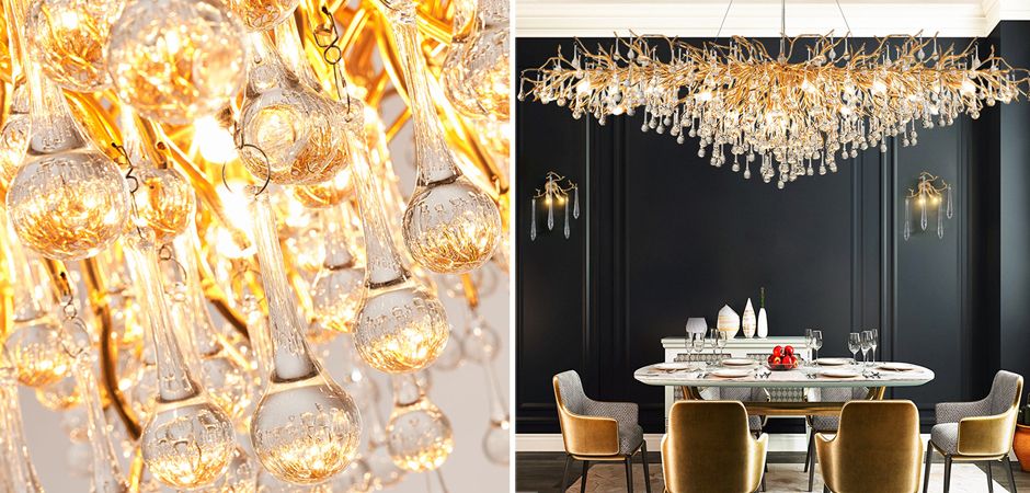Подвесная люстра Droplet Chandelier oval L160 40*86*86 см, 1*G9*40W, ImperiumLoft 40.2696, Золотистый