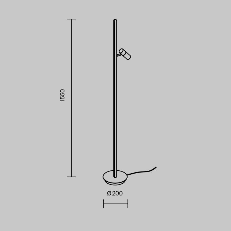 Торшер 20*20*155 см, LED*14W, 3000K, Maytoni Thin MOD395FL-L28BS3K, латунный