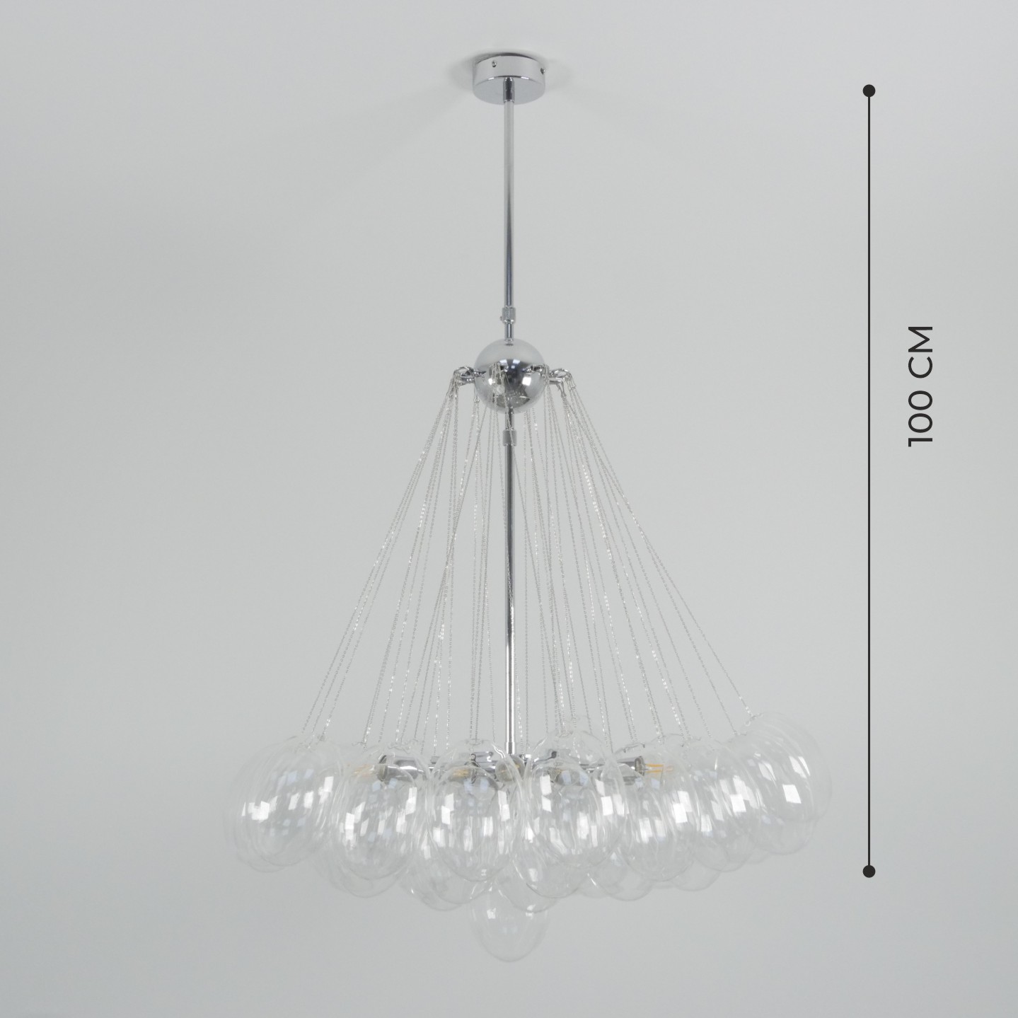 Светильник ElegantLight DZN-20635 ХРОМ+ПРОЗРАЧНЫЙ D/H/12/E27/40W+37 стеклянных плафонов без ламп GRAPE 23-12