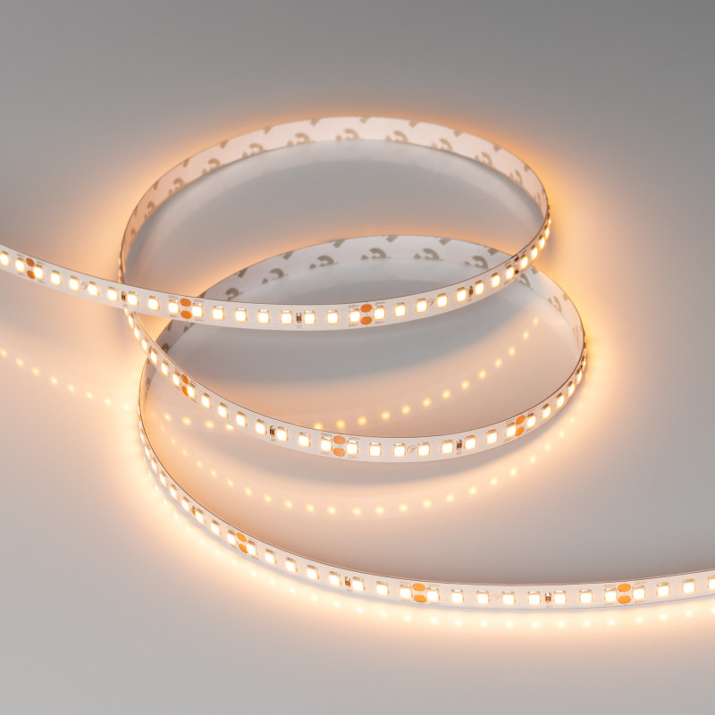 Лента RT-A160-8mm 24V Warm2400 (12 W/m, IP20, 2835, 5m) (Arlight, высок.эфф.150 лм/Вт) 028561(2). Цена указана за 5 метров. Продается кратно 5 метрам.