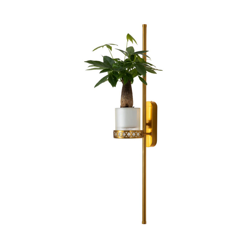 Бра Favourite Greenery 4050-2W, D210*W120*H800, светильник с подставкой для кашпо, золотой латуни, рассеиватель из белого акрила, кашпо входит в комплект