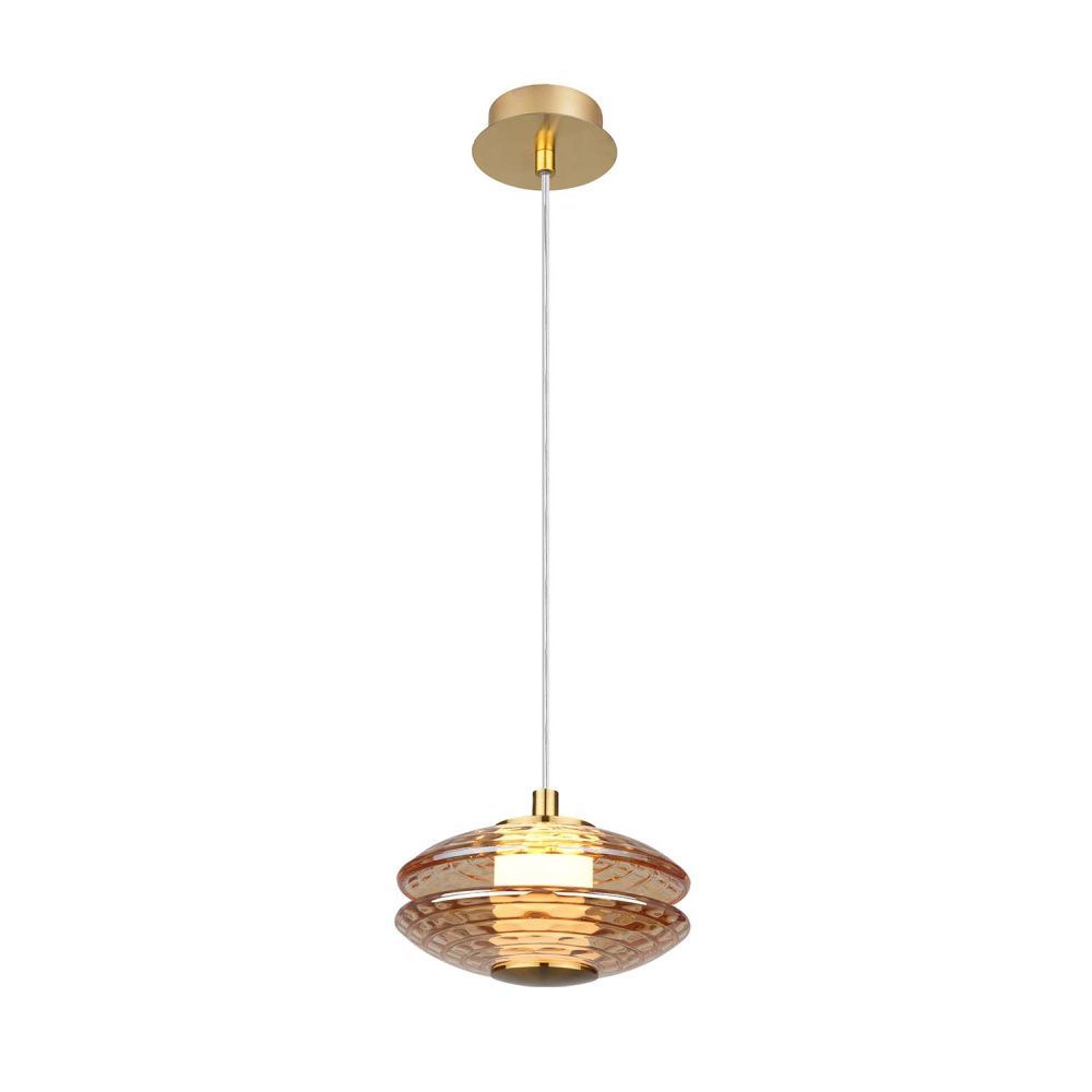 Подвес 15*24,5-144,5 см, 1*LED, 6W, 4000K, Favourite Claros 4641-1P, латунь