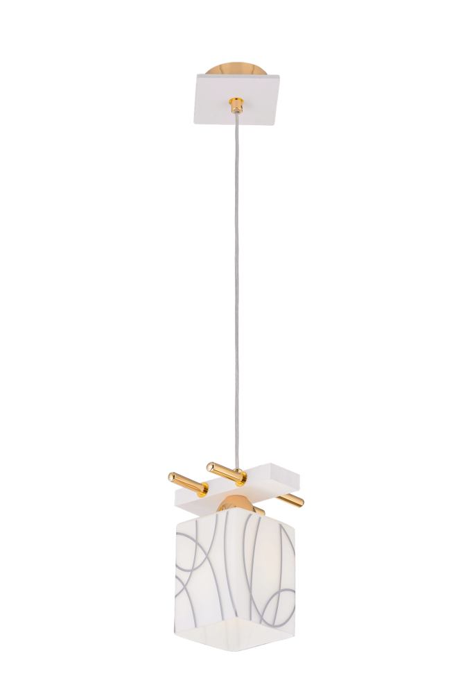 Люстра L160 x W150 x H200(1000), мм, 40W, FGD+WH (Золото+Белый) Sfera Sveta 85662/1P FGD+WH
