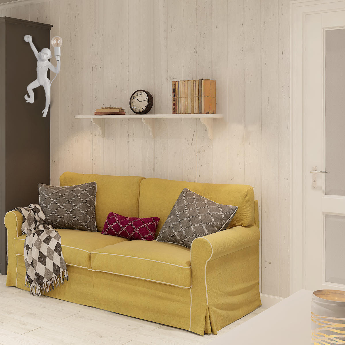 Настенный светильник 32*32*68 см, 1*E27*40W LOFT IT Monkey 10314W/B белый