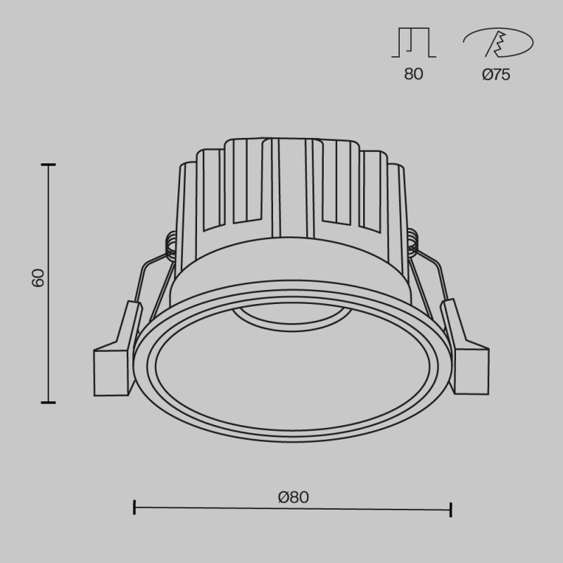 Встраиваемый светильник 8*8*6 см, LED, 12W, Maytoni Technical ROUND DL058-12W-DTW-W белый