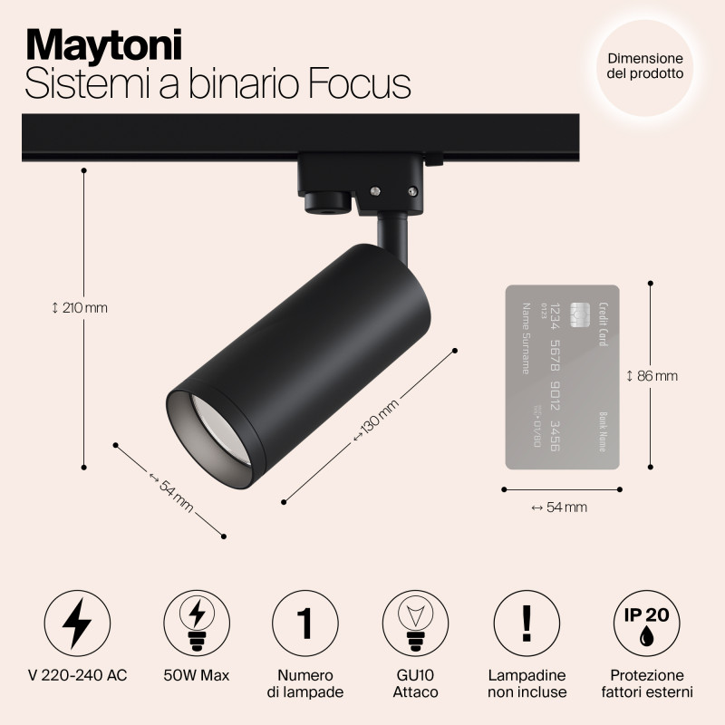 Трековый светильник Maytoni Track TR004-1-GU10-B, черный, GU10, 50W