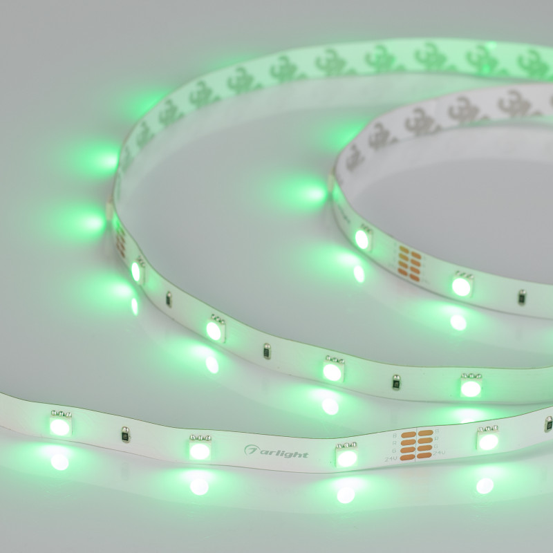 Лента RT-B30-10mm 24V RGB (7.2 W/m, IP20, 5060, 5m) (Arlight, Открытый) 022066(2). Цена указана за 5 метров. Продается кратно 5 метрам.