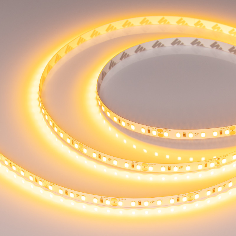 Лента RT-A120-8mm 24V Gold (9.6 W/m, IP20, 2835, 5m), Arlight 043385. Цена указана за 5 метров. Продается кратно 5 метрам.