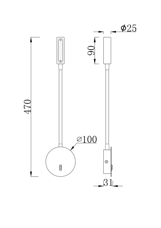 Бра Maytoni Stem C035WL-L3B3K, 3W LED, 3000K, черный