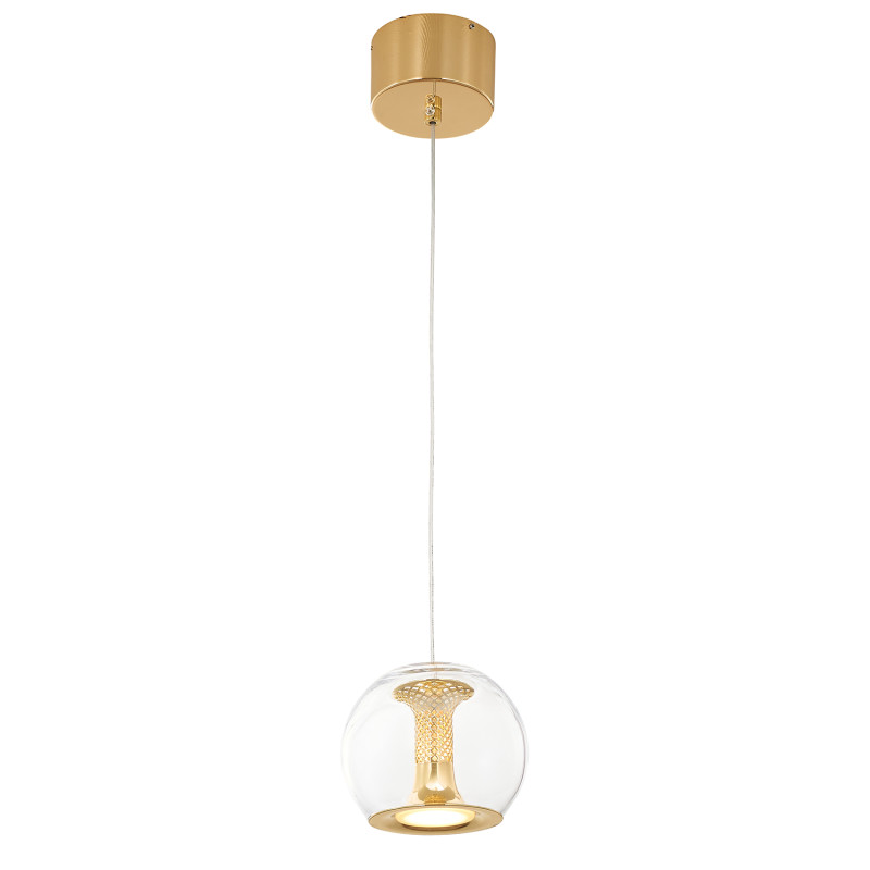 Подвесной светильник 15*180 см, 9W, Favourite Sfar 4338-1P прозрачное стекло, золото
