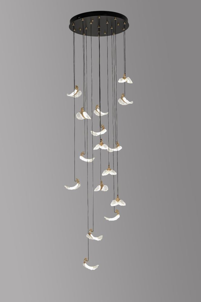 Люстра 78156-T16, D600 / H150 LED, 150W, 3000/4000/6000K, Alva Donna, GD/BK