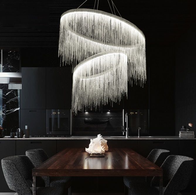 Светильник подвесной DZN-13130 СЕРЕБРО  D700+500/H2000/2/LED/120W/3000-6500K COVER