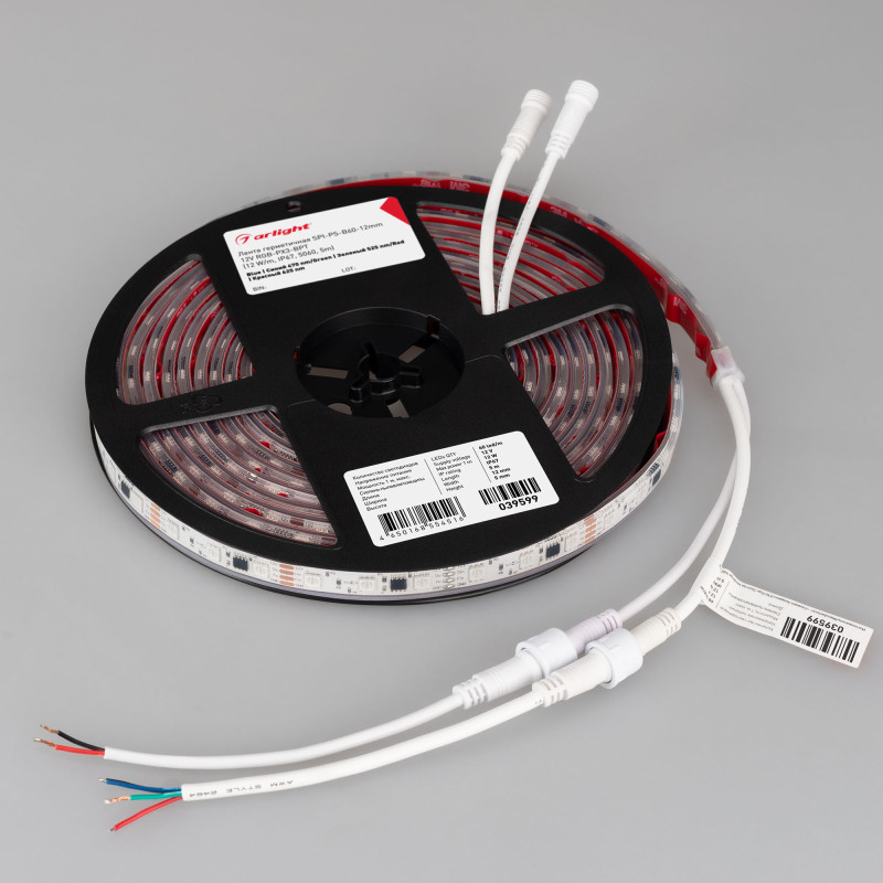 Лента герметичная SPI-PS-B60-12mm 12V RGB-PX3-BPT (12 W/m, IP67, 5060, 5m) (Arlight, бегущий огонь) 039599. Цена указана за 5 метров. Продается кратно 5 метрам.