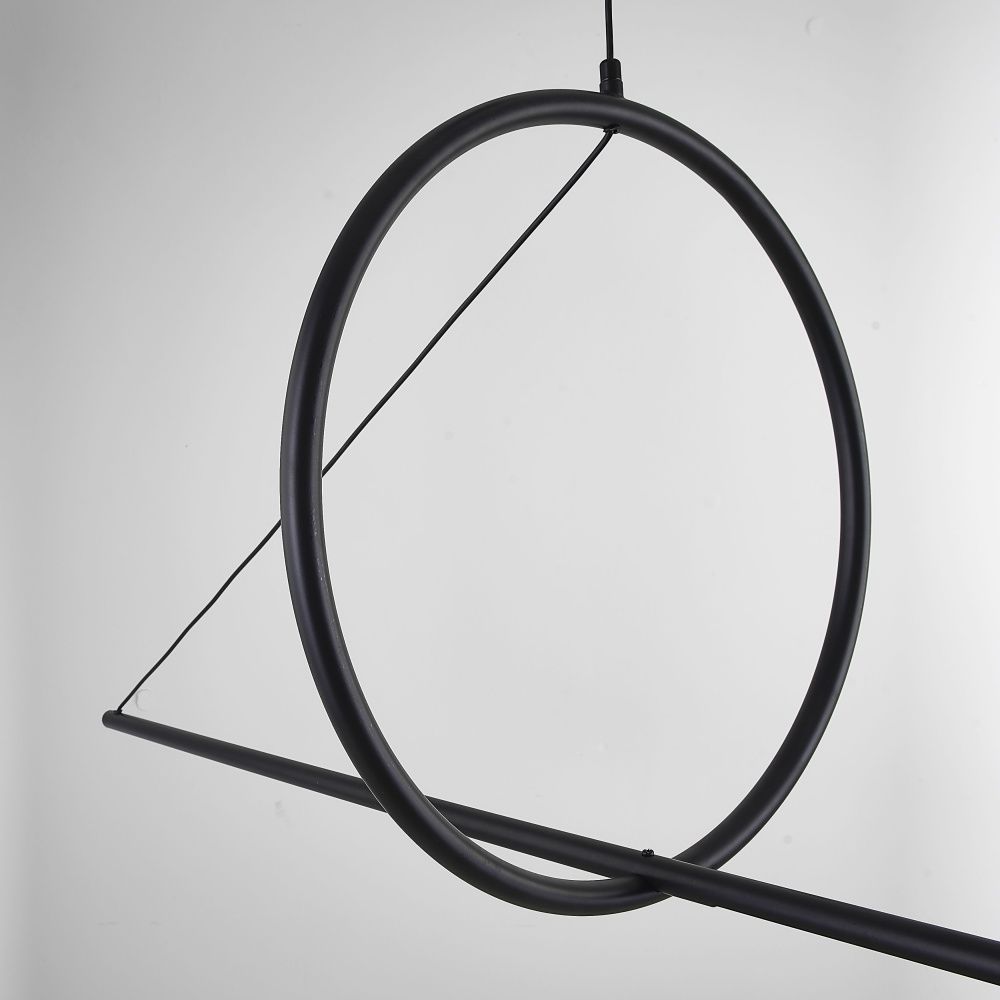 Подвесной светильник SUSPENSION CERCLE ET TRAIT – GRAPHITE SATINE L170 170*45*45 см, 1*LED*25W, 3000K, ImperiumLoft 40.1282-0, Чёрный