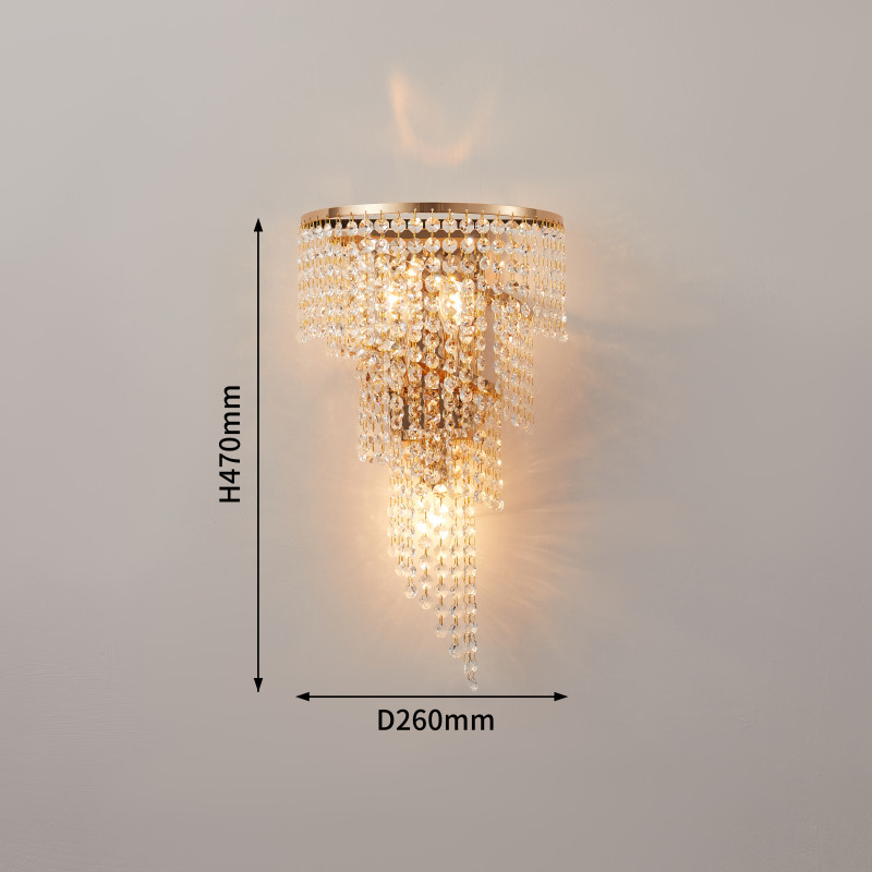 Бра Favourite Phoenix 2903-3W, D150*W260*H455, каркас бронзового цвета, плафон состоит из каскада хрустальных подвесок