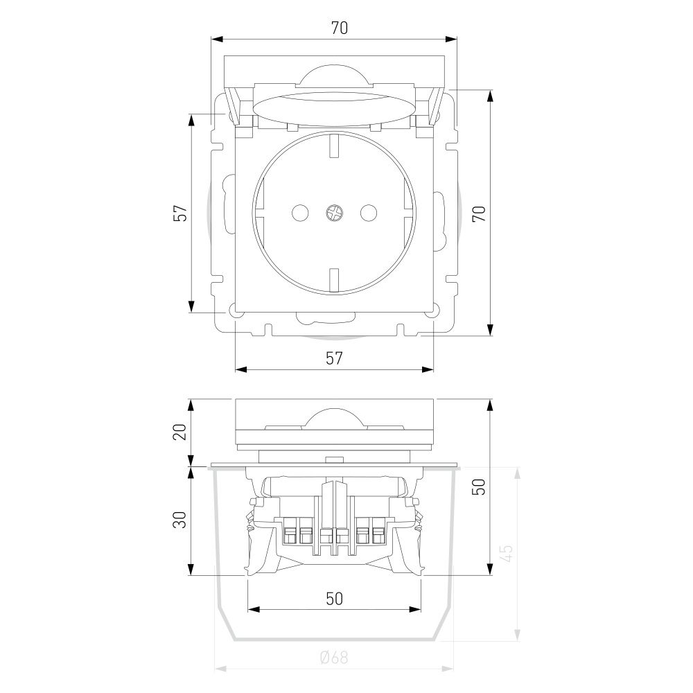 W1271204 Розетка влагозащ. с зазем. с защит. крышкой и шторками, дымчатый Werkel, 4690389211980