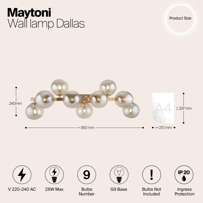 Бра Maytoni Dallas MOD547WL-09G, янтарный