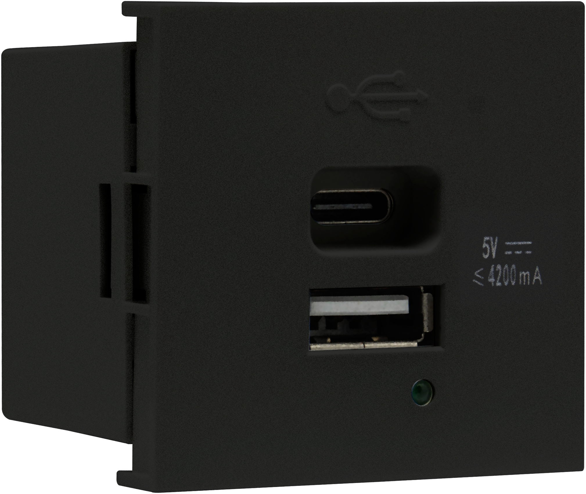 Donel USB зарядное устройство, 4.2A , Type A + C, 2 мод., черн. матовая (45х45мм) DUSB4200ANF