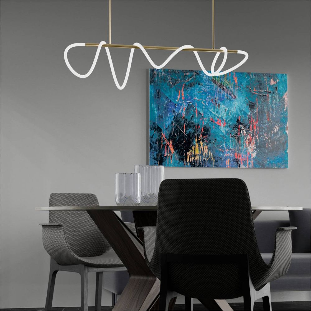 Подвесная люстра 110*50-85 см, 1*LED*52W, 3000-6000K, Lightera Nyasa LE117L-110GA WIFI, Латунь