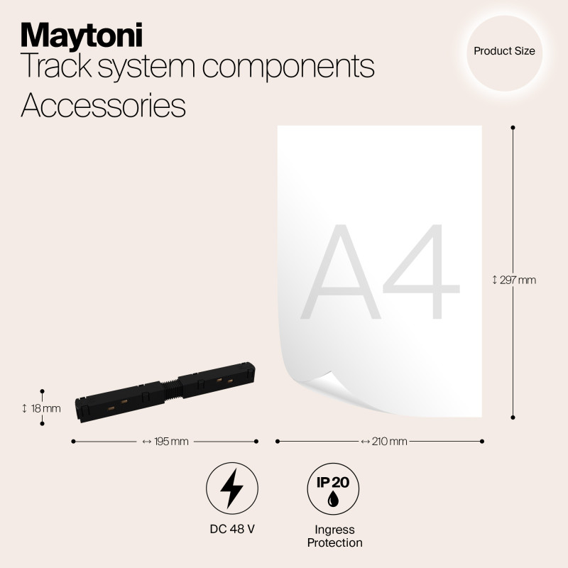 Коннектор питания прямой Maytoni Technical Magnetic track system S35 TRA004PC-22B черныйIP 20